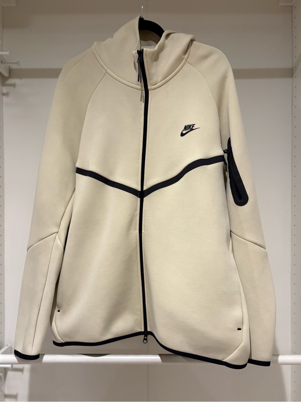 Nike Beige NikeTech Sweatshirt Hoodie in Cream Beige XXL